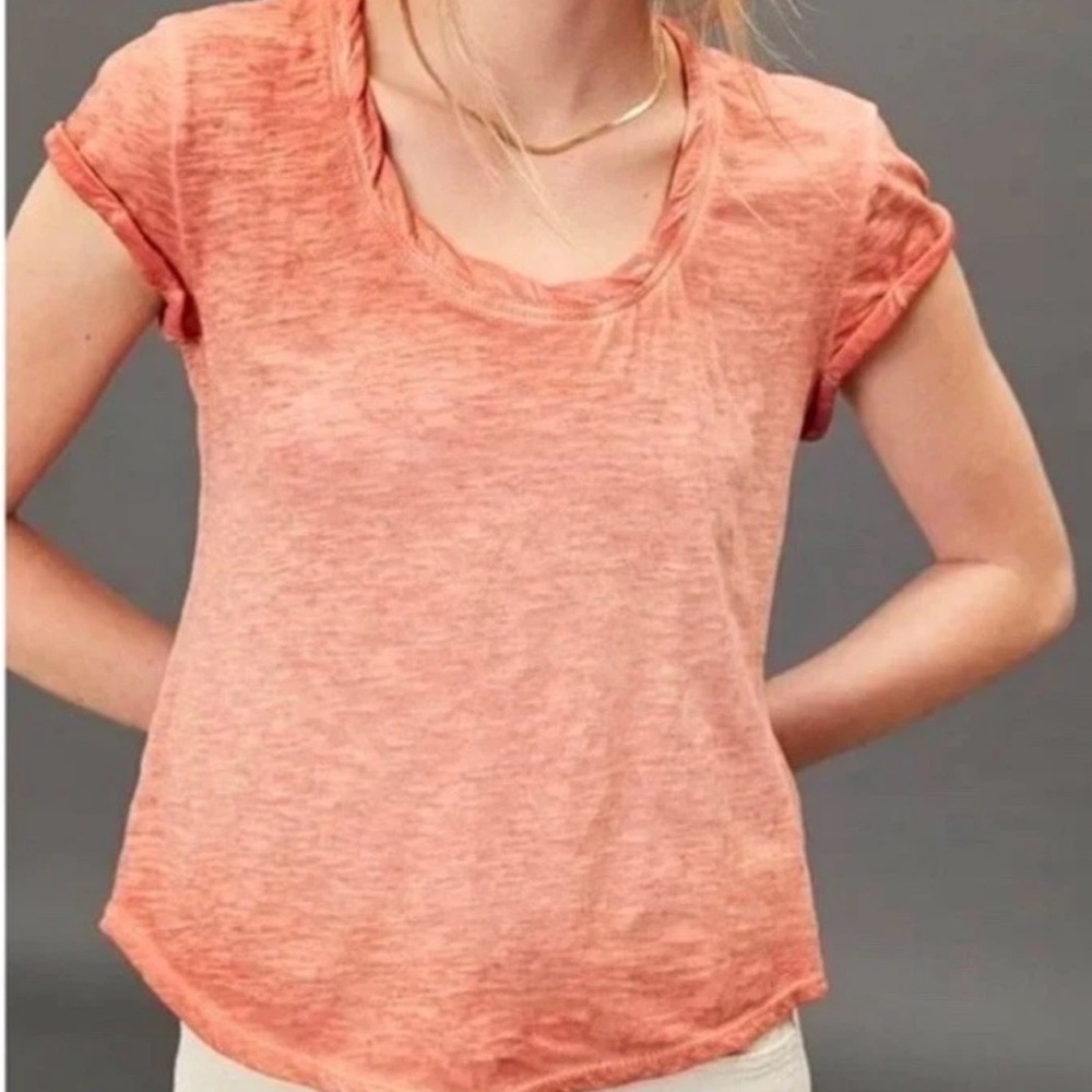 Anthropologie PILCRO Twist-Neck Tee M Scoop Short Sleeve Pink & Blue Set Of 2